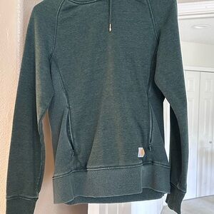 Carhartt dark green Hoodie with Orange Emblem